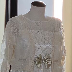 Elegant White Lace Shrug Jacket In Ivory Off White In Size M Measures 30" across